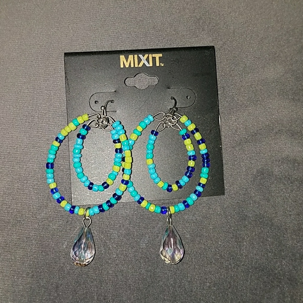 MIXIT Beaded Dangling Earrings Multi Colored